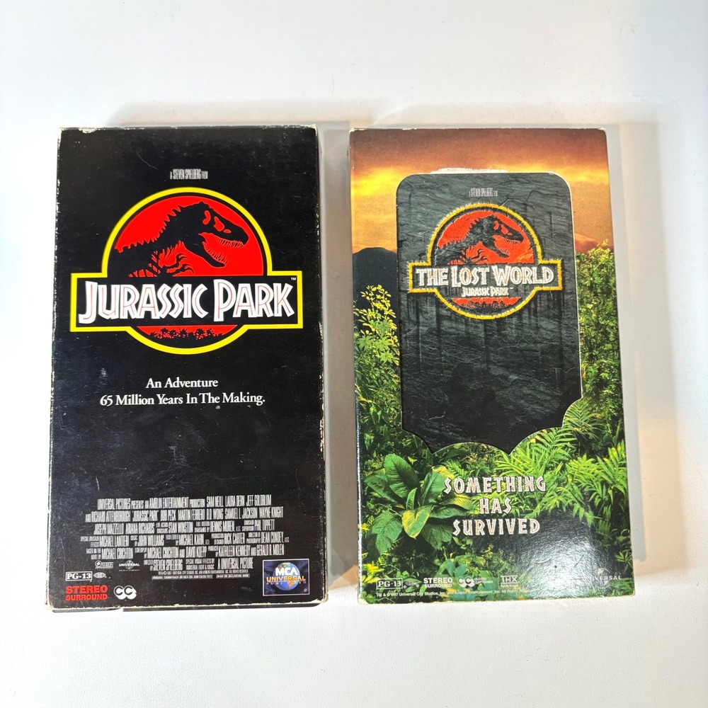 Jurassic Park & The Lost World VHS Tape Set Steven Spielberg Dinosaur Movies
